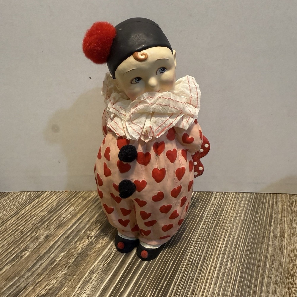 RARE Bethany Lowe Mary Engelbreit Paper Mache figurine SWEET VALENTINE CLOWN